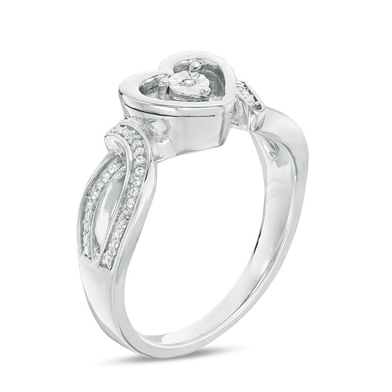 0.04 CT. T.W. Diamond Heart Bypass Promise Ring in Sterling Silver