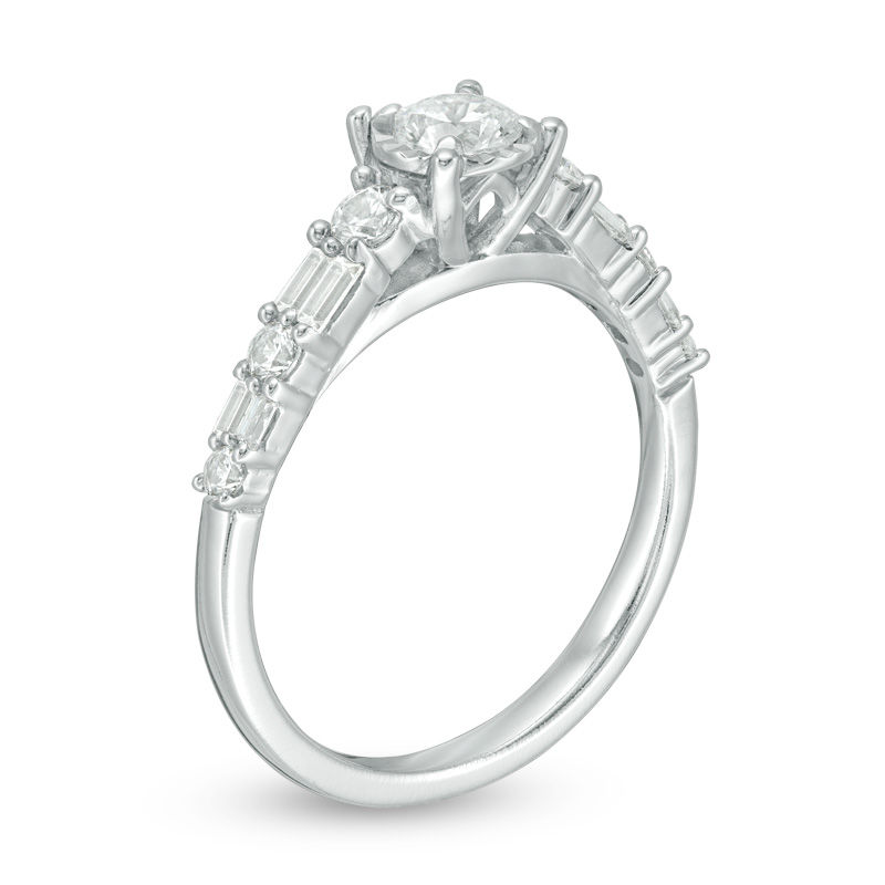 0.75 CT. T.W. Diamond Alternating Shank Engagement Ring in 14K White Gold