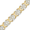 3.95 CT. T.W. Composite Diamond Flower "X" Alternating Bracelet in 10K Gold