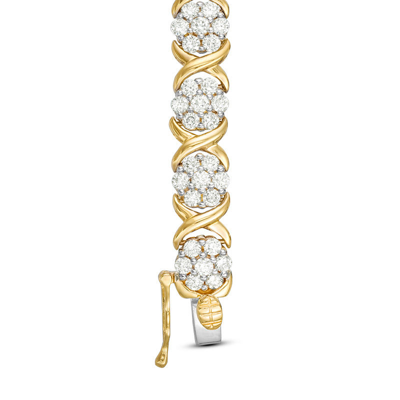 Main Image 2 of 3.95 CT. T.W. Composite Diamond Flower &quot;X&quot; Alternating Bracelet in 10K Gold