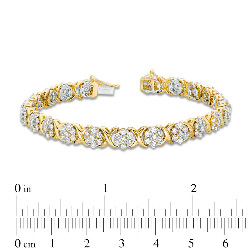 3.95 CT. T.W. Composite Diamond Flower "X" Alternating Bracelet in 10K Gold