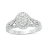 Thumbnail Image 0 of 0.45 CT. T.W. Composite Diamond Oval Frame Twist Vintage-Style Engagement Ring in 10K White Gold