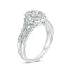 Thumbnail Image 1 of 0.45 CT. T.W. Composite Diamond Oval Frame Twist Vintage-Style Engagement Ring in 10K White Gold