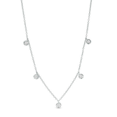 0.05 CT. T.W. Diamond Five Stone Station Necklace in Sterling Silver