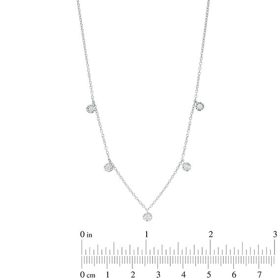 0.05 CT. T.W. Diamond Five Stone Station Necklace in Sterling Silver ...