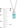 Cushion-Cut Swiss Blue Topaz and Lab-Created White Sapphire Pendant and Drop Earrings Set in Sterling Silver