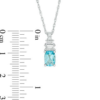 Cushion-Cut Swiss Blue Topaz and Lab-Created White Sapphire Pendant and Drop Earrings Set in Sterling Silver