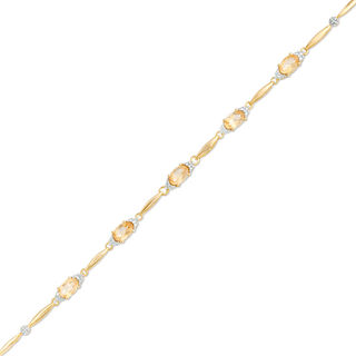 Oval Citrine and Diamond Accent Bracelet in Sterling Silver with 10K Gold Plate - 7.25"