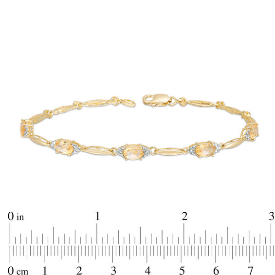 Oval Citrine and Diamond Accent Bracelet in Sterling Silver with 10K Gold Plate - 7.25"