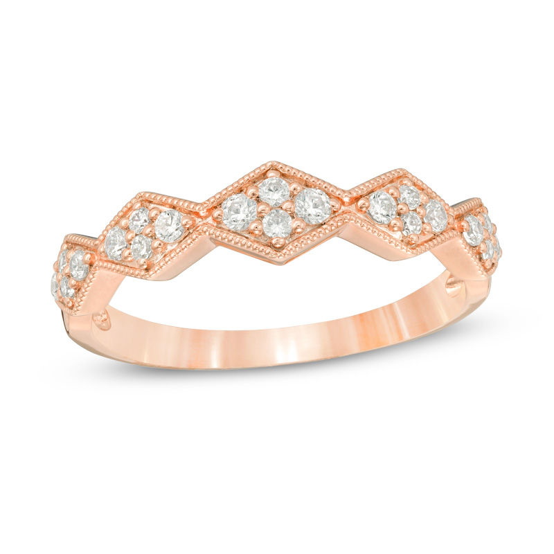 0.25 CT. T.W. Diamond Zig-Zag Vintage-Style Anniversary Band in 10K Rose Gold|Peoples Jewellers