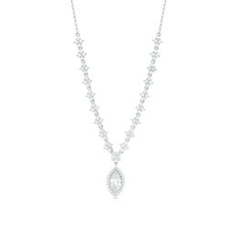 Marquise Lab-Created White Sapphire Frame Drop Necklace in Sterling Silver - 16&quot;