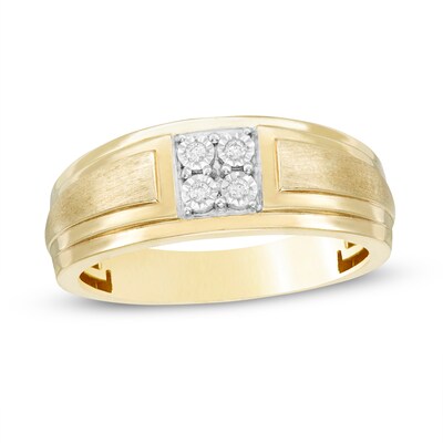 Men's 0.04 CT. T.W. Quad Diamond Anniversary Band in 10K Gold