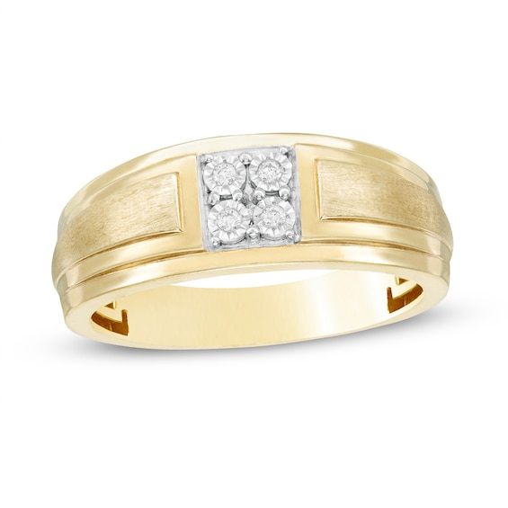 Men's 0.04 CT. T.W. Quad Diamond Anniversary Band in 10K Gold