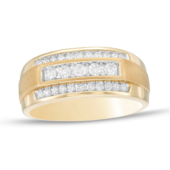 Men's CT. T.W. Diamond Triple Row Ring in 10K Gold