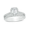 Thumbnail Image 0 of 1.20 CT. T.W. Certified Emerald-Cut Diamond Frame Bridal Set in 14K White Gold (I/SI2)