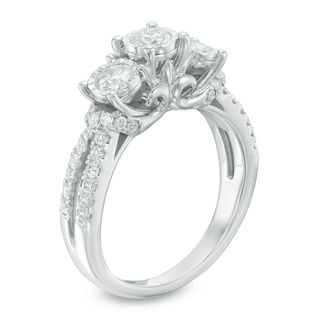 1.00 CT. T.W. Diamond Past Present Future® Engagement Ring in 10K White Gold