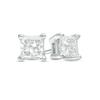 CT. T.W. Princess-Cut Diamond Solitaire Stud Earrings in 14K White Gold