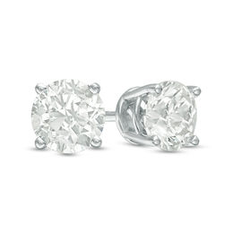 3.00 CT. T.W. Certified Diamond Solitaire Stud Earrings in 14K White Gold (J/I2)