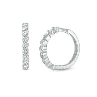 0.16 CT. T.W. Diamond Twist Hoop Earrings in 10K White Gold