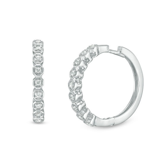 0.20 CT. T.W. Diamond Octagon Hoop Earrings in 10K White Gold