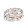 Thumbnail Image 0 of Convertibilities 0.20 CT. T.W. Diamond Crossover Three-in-One Ring in Sterling Silver and 10K Rose Gold