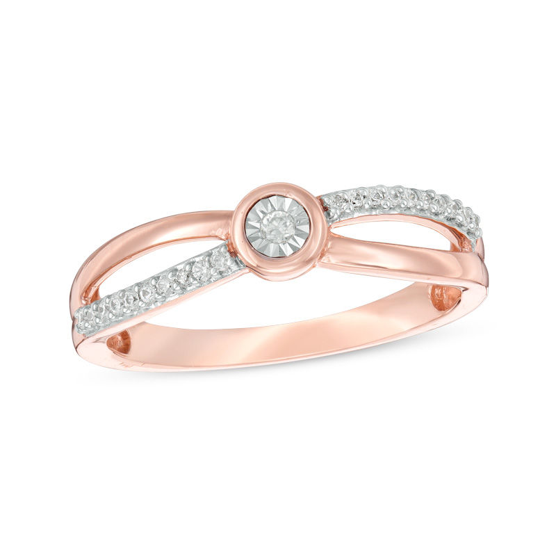 Convertibilities 0.20 CT. T.W. Diamond Crossover Three-in-One Ring in Sterling Silver and 10K Rose Gold
