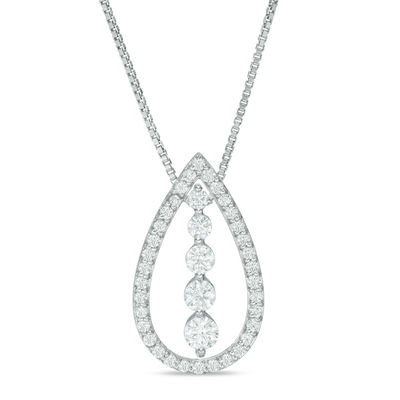 Convertibilities 0.50 CT. T.W. Diamond Five Stone Teardrop Three-in-One Pendant in 10K White Gold