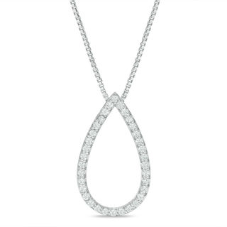 Convertibilities 0.50 CT. T.W. Diamond Five Stone Teardrop Three-in-One Pendant in 10K White Gold