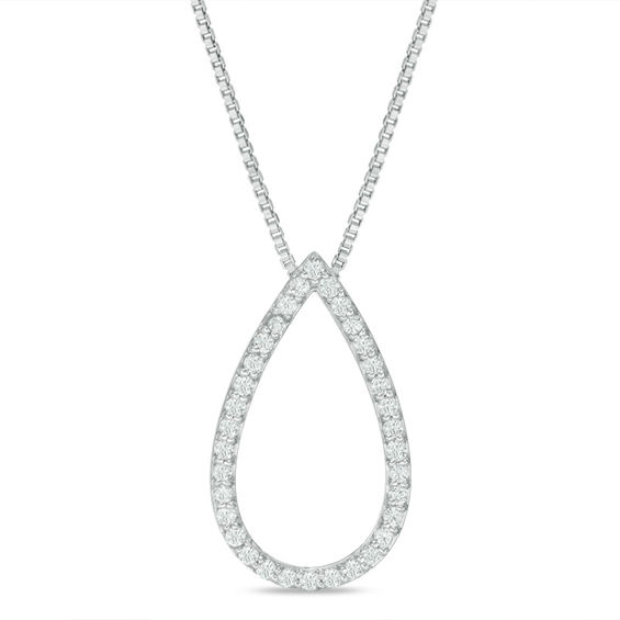 Convertibilities 0.50 CT. T.W. Diamond Five Stone Teardrop Three-in-One Pendant in 10K White Gold