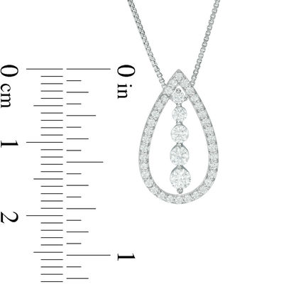 Convertibilities 0.50 CT. T.W. Diamond Five Stone Teardrop Three-in-One Pendant in 10K White Gold