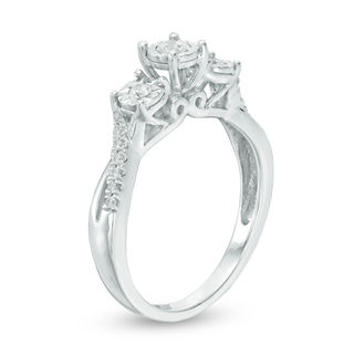 0.25 CT. T.W. Diamond Past Present Future® Bypass Engagement Ring in 10K White Gold