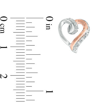 Diamond Accent Swirl Heart Stud Earrings in Sterling Silver and 10K Rose Gold