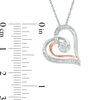 Diamond Accent Heart Pendant in Sterling Silver and 10K Rose Gold