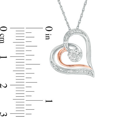 Diamond Accent Heart Pendant in Sterling Silver and 10K Rose Gold