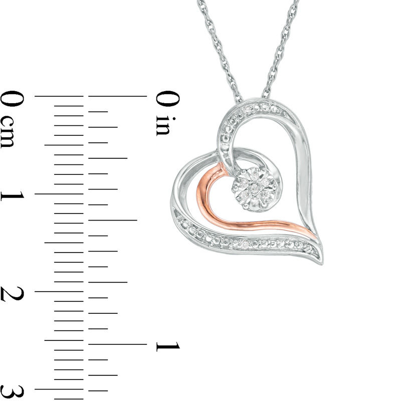 Diamond Accent Heart Pendant in Sterling Silver and 10K Rose Gold|Peoples Jewellers