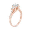 0.63 CT. T.W. Princess-Cut Diamond Past Present Future® Engagement Ring in 14K Rose Gold