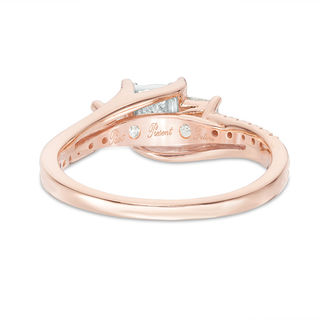 0.63 CT. T.W. Princess-Cut Diamond Past Present Future® Engagement Ring in 14K Rose Gold