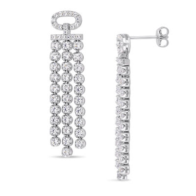 Lab-Created White Sapphire Chandelier Drop Earrings in Sterling Silver