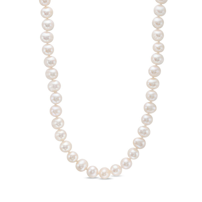 7.5-8.0mm Freshwater Cultured Pearl Strand Necklace with Sterling Silver Filigree Clasp-24"|Peoples Jewellers