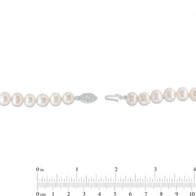 7.5-8.0mm Freshwater Cultured Pearl Strand Necklace with Sterling Silver Filigree Clasp-24"