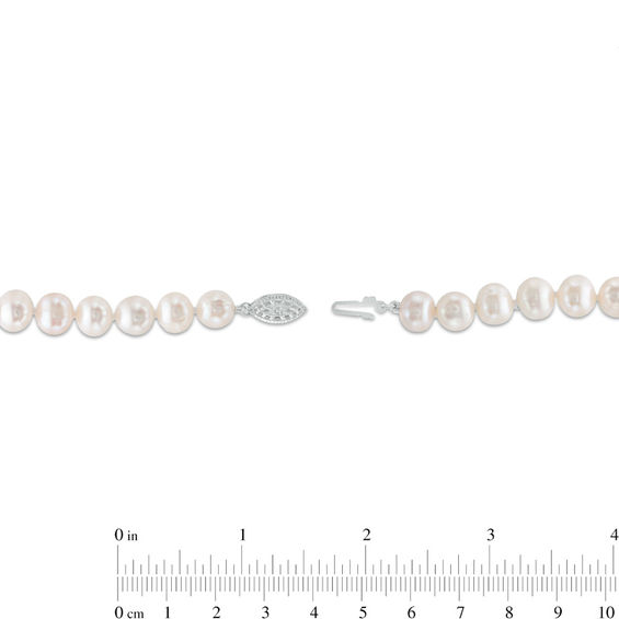 7.5-8.0mm Freshwater Cultured Pearl Strand Necklace with Sterling Silver Filigree Clasp-24"