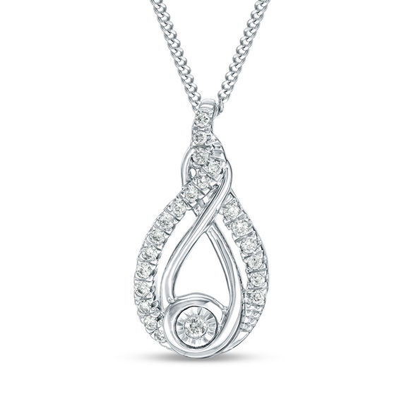 Interwoven™ 0.09 CT. T.W. Diamond Pendant in Sterling Silver - 19"