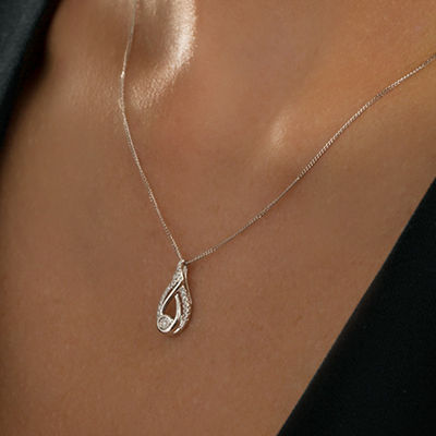 Interwoven™ 0.09 CT. T.W. Diamond Pendant in Sterling Silver - 19"