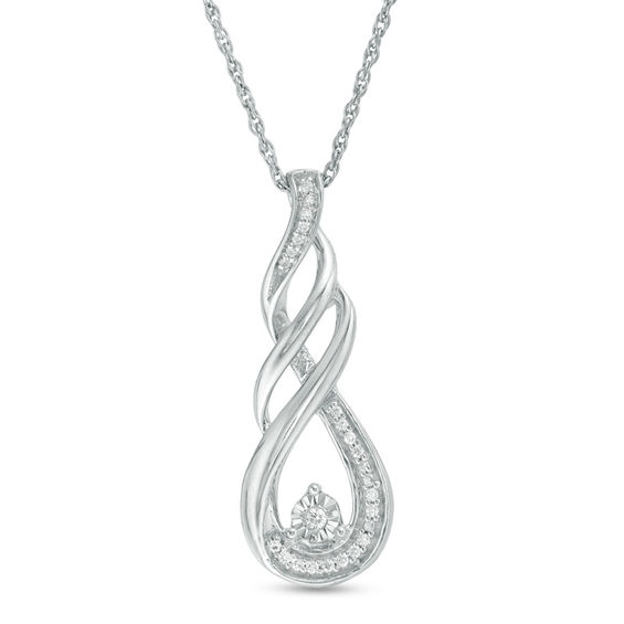 0.085 CT. T.W. Diamond Flame Pendant in Sterling Silver