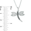 0.085 CT. T.W. Enhanced Black and White Diamond Dragonfly Pendant in Sterling Silver