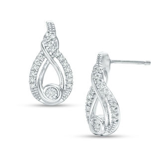 Interwoven™ 0.12 CT. T.W. Diamond Drop Earrings in Sterling Silver