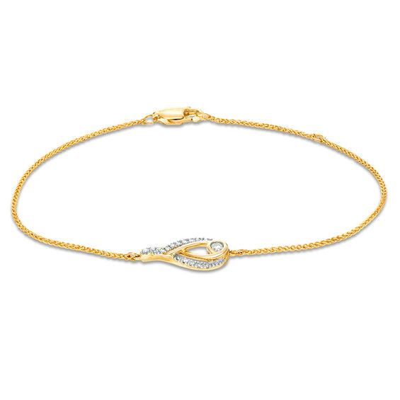 Interwoven™ 0.145 CT. T.W. Diamond Bracelet in 10K Gold - 7.75"