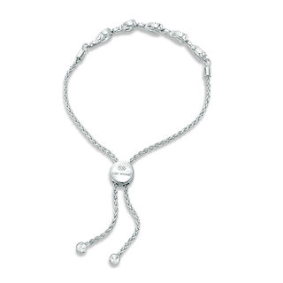 Interwoven™ 0.04 CT. T.W. Diamond Bolo Bracelet in Sterling Silver - 9.5"