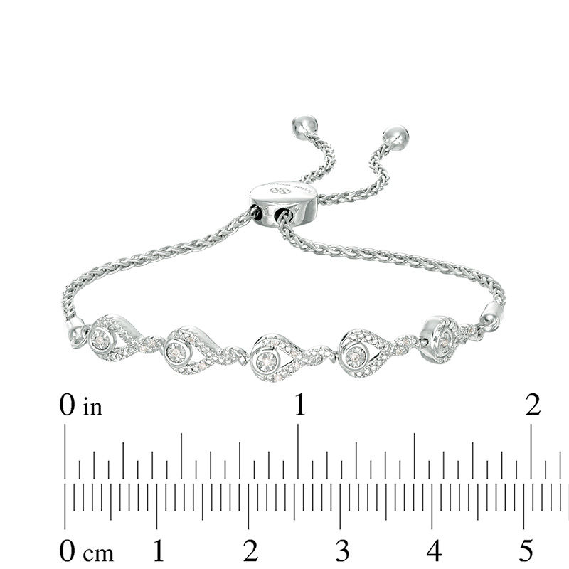 Interwoven™ 0.04 CT. T.W. Diamond Bolo Bracelet in Sterling Silver - 9.5"|Peoples Jewellers