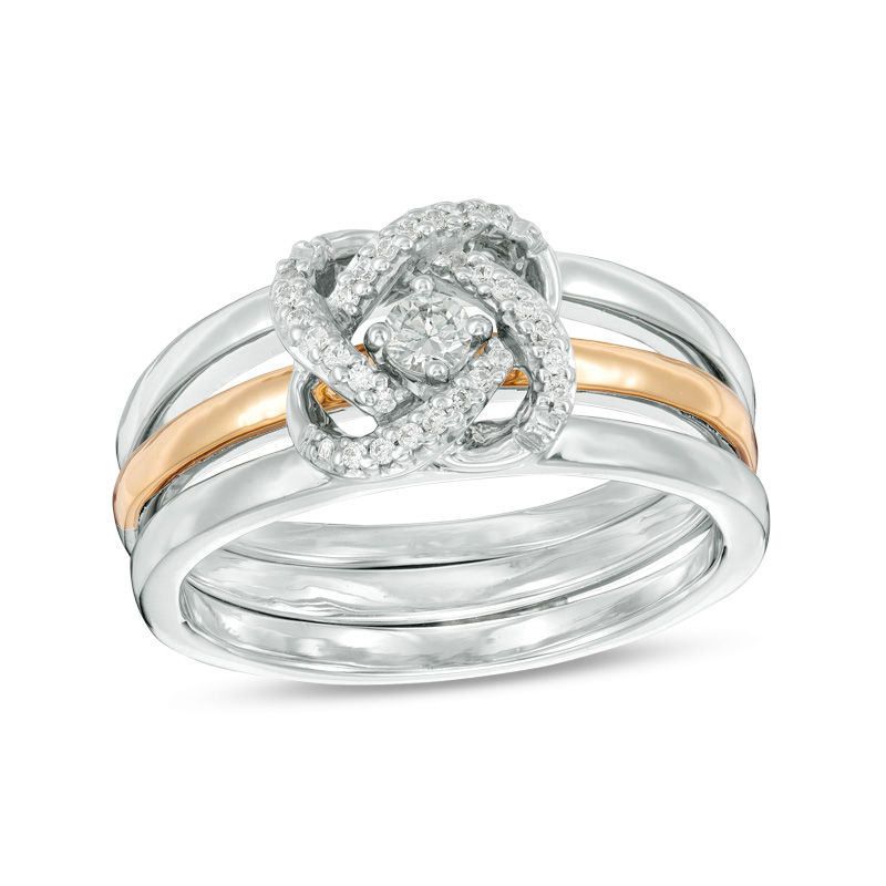 Convertibilities 0.16 CT. T.W. Diamond Orbit Three-in-One Ring in Sterling Silver and 10K Gold|Peoples Jewellers